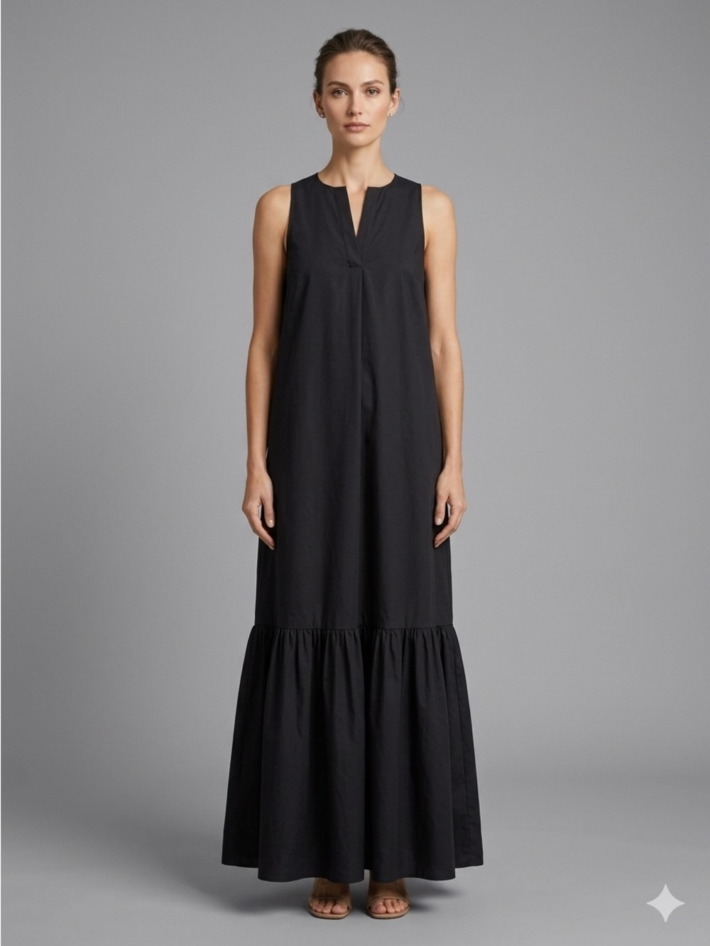 Drykorn Black Cotton Poplin Sleeveless Midi Maxi Tent Dress - Small